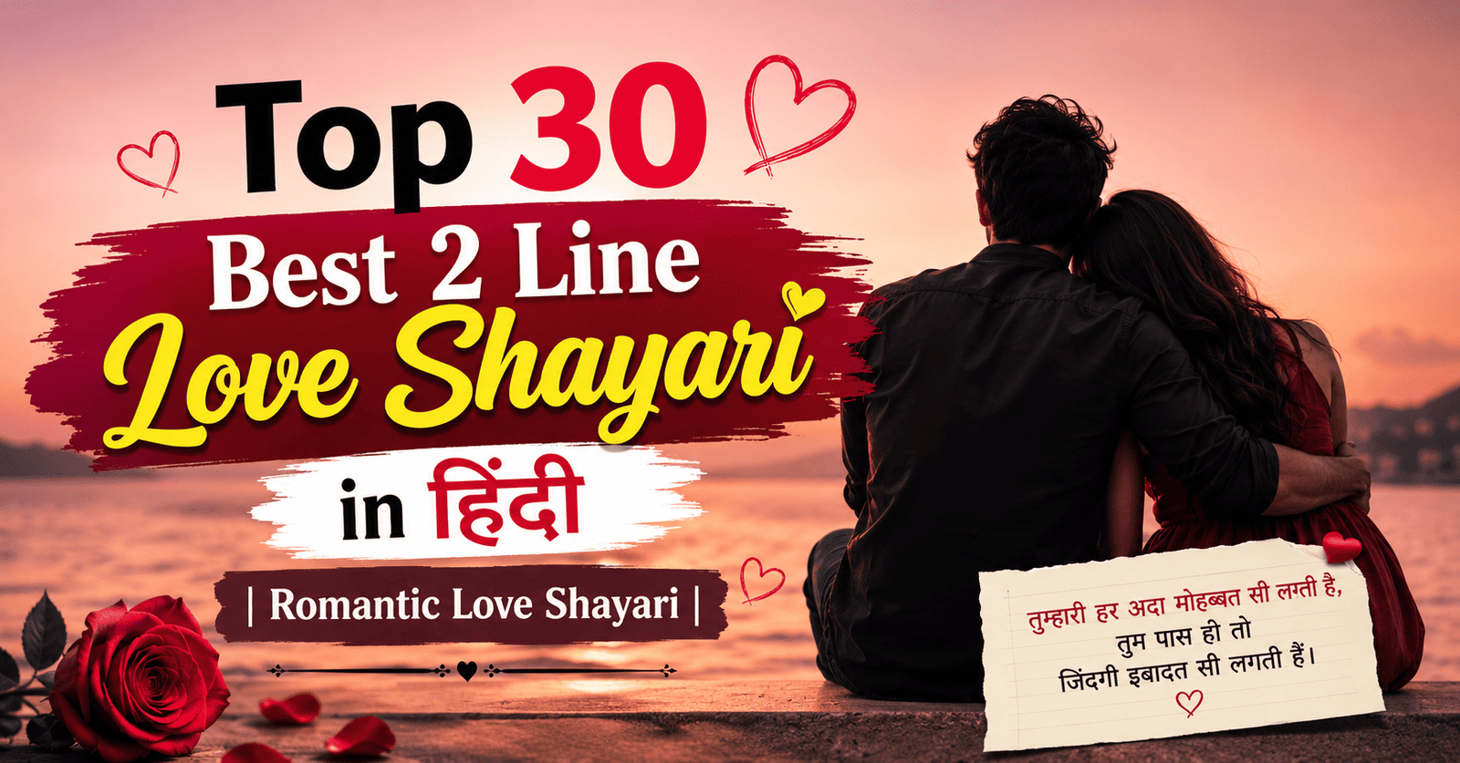 Top 30 Best 2 Line Love Shayari in Hindi | Romantic Love Shayari